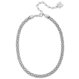 Silver-Tone Pave Accent Tubular Collar Necklace