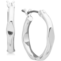 Silver-Tone Small Pinched Hoop Earrings 0.6