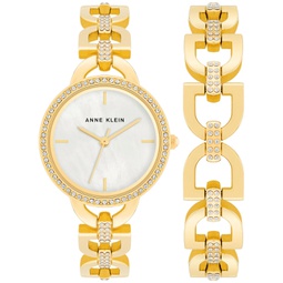 Womens Crystal Accent Bracelet Watch 31mm Gift Set