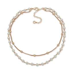 Gold-Tone Imitation-Pearl Multi-Row Necklace 16 + 3 extender