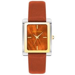 Womens Quartz Red Rust Genuine Leather Watch 28mm x 36mm
