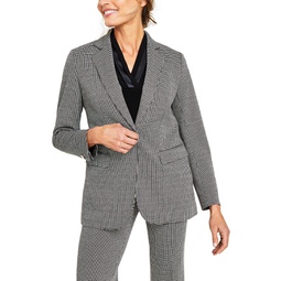 Womens Mini Houndstooth One-Button Jacket