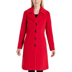 Womens Single-Breasted Wool Blend Walker Coat
