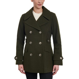 Womens Double-Breasted Wool Blend Peacoat