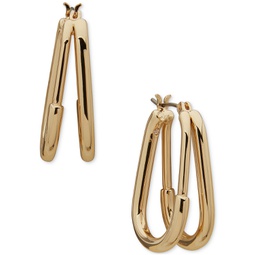 Gold-Tone Two Row Medium Hoop Earrings 1.15