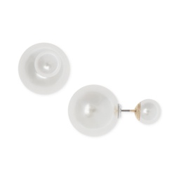 Gold-Tone Imitation Pearl Front Back Earrings