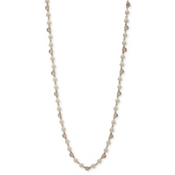 Gold-Tone Imitation Pearl Crystal 42 Long Strand Necklace