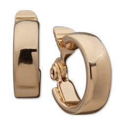 Gold-Tone Small Wide Clip-On Hoop Earrings 0.71