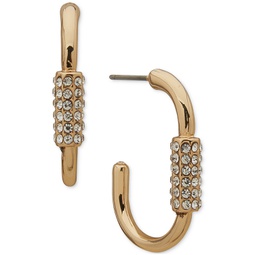 Gold-Tone Crystal Pave Medium C Hoop Earrings 1