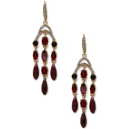 Gold-Tone Pave & Color Stone Chandelier Earrings
