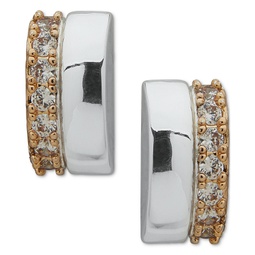 Two-Tone Pave Crystal Bar Stud Earrings