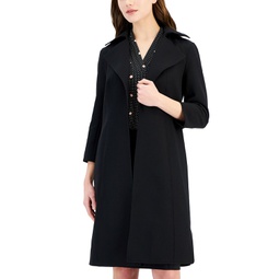 Womens Wide-Collar 3/4-Sleeve Kissing Coat Topper
