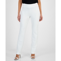 Womens Flat-Front Mid Rise Pull-On Pants