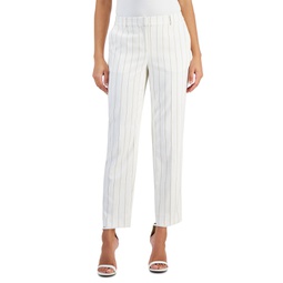 Womens Pinstriped Straight-Leg Ankle Pants