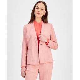 Womens Twill Faux-Lapel One-Button Jacket