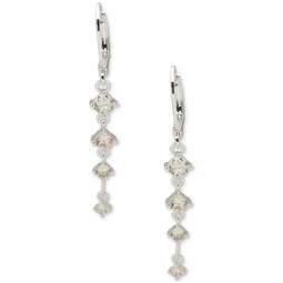 Silver-Tone Crystal Linear Drop Earrings