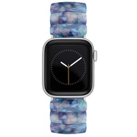 Womens Blue Marbled Acetate Expansion Bracelet designed for 38/40/41mm Apple Watch
