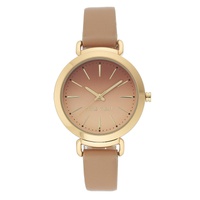Nine West Womens Gold-Tone and Tan Strap Watch 36mm
