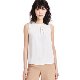Womens Pleat-Front Sleeveless Top