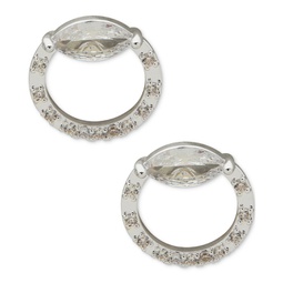 Silver-Tone Crystal Open Circle Stud Earrings
