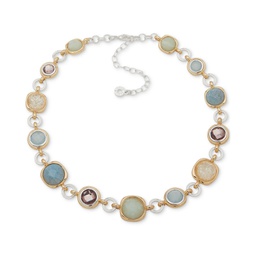 Two-Tone Crystal Open Circle Collar Necklace 16+ 3 extender