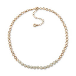 Gold-Tone Imitation Pearl Collar Necklace 16 + 3 extender