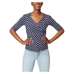 womens striped blouson pullover top