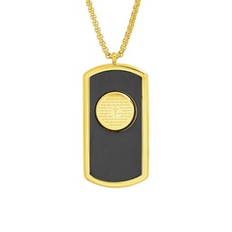 18K Yellow Goldplated Two Tone Stainless Steel Prayer Dog Tag
