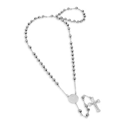 Stainless Steel Our Father Lords Prayer Charm & Rosary Necklace