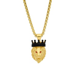 18K Goldplated Lion Crown Pendant Necklace