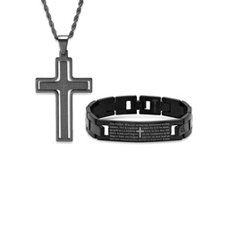 2-Piece IP Black Stainless Steel Bracelet & Necklace Set
