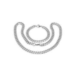 Stainless Steel 2-Piece Chain-Link Bracelet & Necklace Set