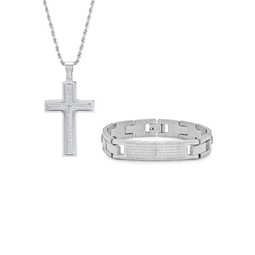 2-Piece Stainless Steel Our Father Prayer Bracelet & Necklace Set