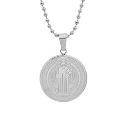 Stainless Steel Religious Coin Pendant Necklace
