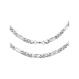 Stainless Steel Byzantine & Greek Key Link Necklace
