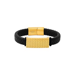 18K Goldplated Stainless Steel & Leather ID Bracelet