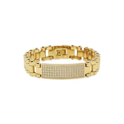 18K Gold Plated Stainless Steel Cubic Zirconia ID Bracelet