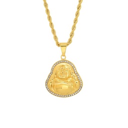 18K Goldplated Stainless Steel & Simulated Diamond Buddha Pendant Necklace