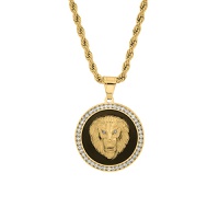 18K Goldplated Stainless Steel & Simulated Diamond Lion Head Pendant Necklace