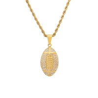 18K Goldplated Stainless Steel & Simulated Diamond Football Pendant Necklace