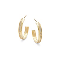 18K Yellow Goldplated Sterling Silver & Cubic Zirconia Half Hoop Earrings