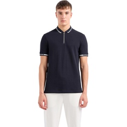 Armani Exchange Short Sleeve Zip-Up Logo Collar Polo