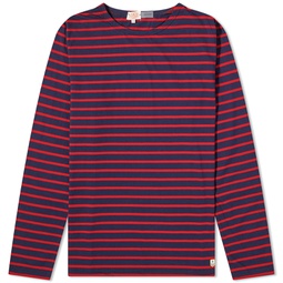 Armor-Lux Long Sleeve Mariniere T-Shirt Navy & Red