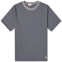 Armor-Lux Fine Stripe T-Shirt Misty Grey & Marine Deep