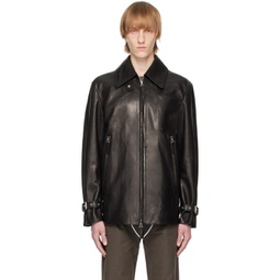 Black Kostas Murkudis Edition Leather Jacket 231953M181005