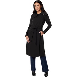Womens Avec Les Filles Belted Drape-Front Trench