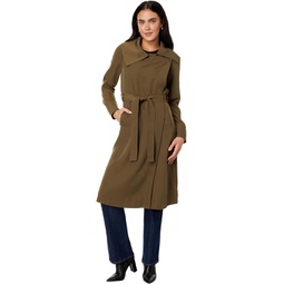 Womens Avec Les Filles Belted Drape-Front Trench