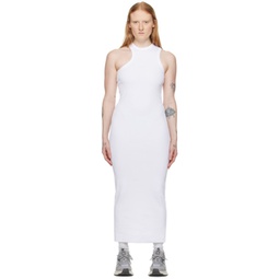 White Scoop Asymmetric Maxi Dress 241307F055001