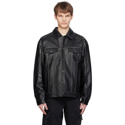 Black Kai Leather Jacket 241307M181000