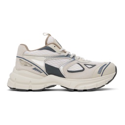 Beige & Gray Marathon Sneakers 241307F128036